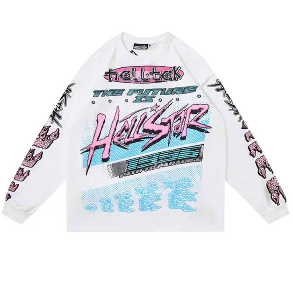 Hellstar Brain Racer Long-Sleeve Tee White Large New With Tags